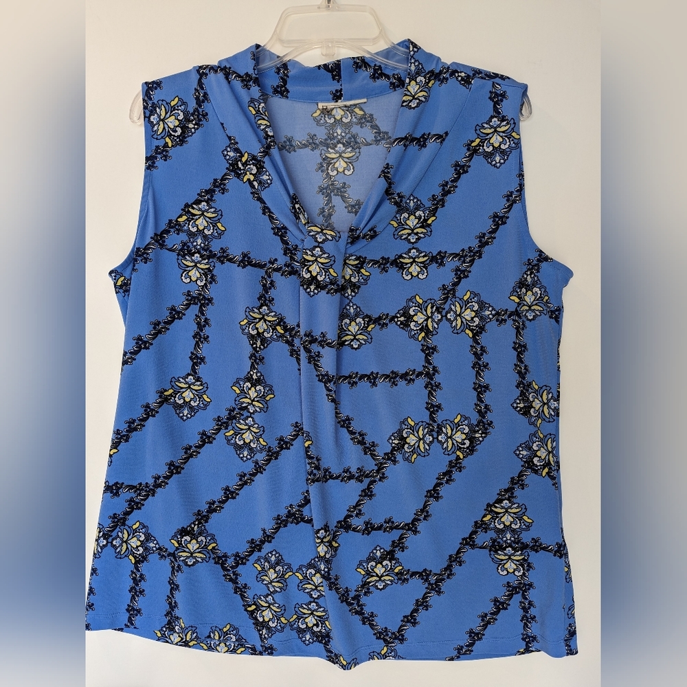 Dana Buchman Twist V-Neck Sleeveless Polyester Top   Size XL